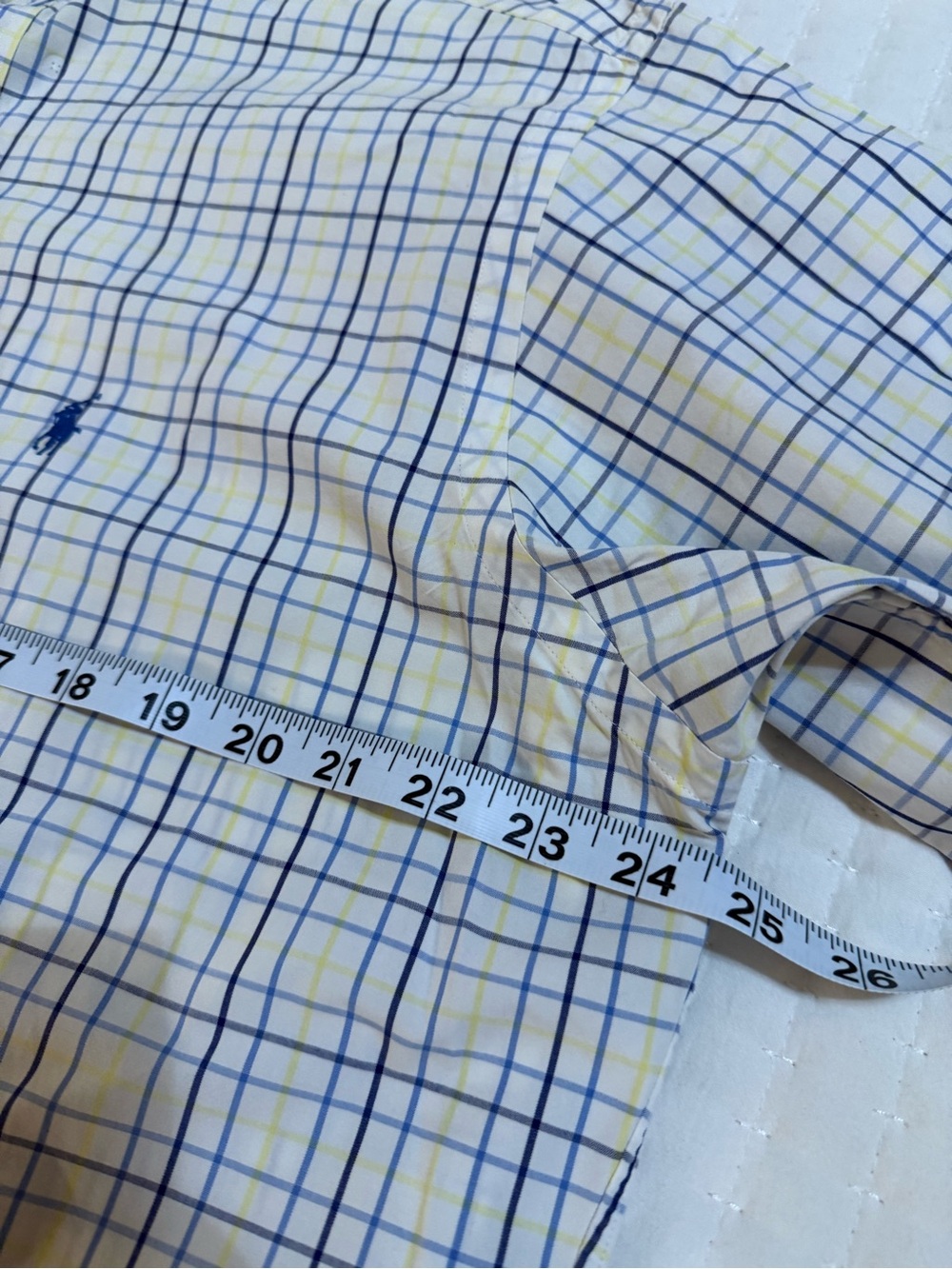 Upcycled Classic Ralph Lauren Blue and Yellow Plaid Button-Down Shirt L/XL - Picture 6 of 10